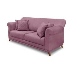 Imagem de Sofá 3 Lugares Pé de Madeira Julieta 220 cm Veludo Uva S04 - D'Rossi