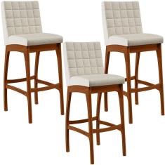 Imagem de Kit 03 Banquetas Alta Para Cozinha B04 Champagne