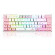 Imagem de Teclado Mecânico Gamer Redragon Anivia, RGB, Switch Marrom, ABNT2, Branco com Rosa