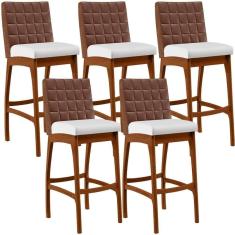 Imagem de Kit 5 Banquetas Altas Mila Marrom Corano Branco