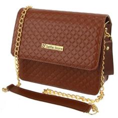 Imagem de Bolsa Feminina Baú Casual Alça Dupla Ajustavel Matelassê Marrom