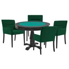 Imagem de Mesa De Jogos Carteado Reversível  Com 4 Cadeiras Verde