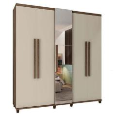 Imagem de Guarda Roupa Com Espelho 5 Portas 228cm Munique RV Móveis Freijó/Off W