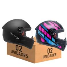 Imagem de Kit 2 Capacete Fly Drive 2 Classic Preto Fosco e Atitude Rosa, Preto F