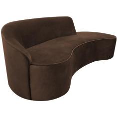 Imagem de Sofá Curvo 03 Lugares 210cm Eron Braço Direito Veludo Marrom - Nexta C