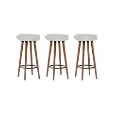 Imagem de Kit 3 Banquetas Moderna Alta Roma Slim Bege Claro 70cm