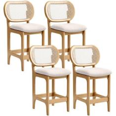 Imagem de Kit 4 Banquetas Baixa Bar Cozinha Sala de Jantar Betta L02 Mel Tela Li