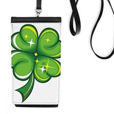 Imagem de Four Leaf Clover Ireland St. Patrick's Day bolsa para celular suspensa bolso preto