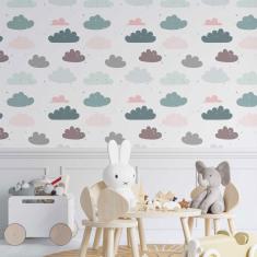 Imagem de Papel De Parede Adesivo Infantil Nuvens N014115 Rolo 0,58X3M