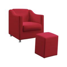 Imagem de Kit Poltrona Decorativa Estofada Para Sala De Estar Tilla E Puff Izar Sued  Aradecor