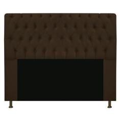 Imagem de Cabeceira Estofada Lady 195 cm King Size Com Capitonê Suede Marrom - Doce Sonho Móveis