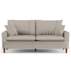 Imagem de Sofá Living 3 Lugares 200cm com Almofadas Veras D05 Linho Bege - Mpozenato