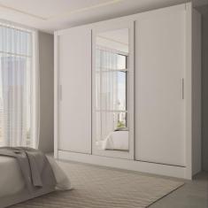 Imagem de Guarda-Roupa Casal Sophia Slim 3 Portas com Espelho Branco - Panorama Móveis