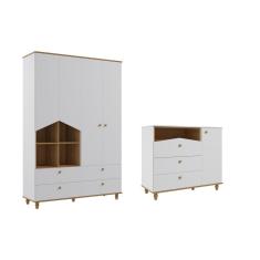 Imagem de Guarda Roupa e Cômoda Retro Casinha Permobili mdf