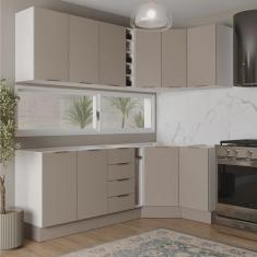 Imagem de Cozinha Modulada 8 Peças sem Tampo com Rodapé 4 Aéreos e 4 Balcões Ipanema Cabecasa