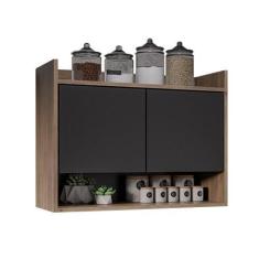 Imagem de Armário de Cozinha Aéreo 70,5 cm 2P com Nicho Colin Freijó/Preto M12 -