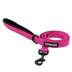 Imagem de Best Pet Supplies Coleira Refletora Voyager Para Cães Com Alça De Neoprene 1 5 M De Comprimento Suporta Filhotes Pequenos Médios E Grandes Fofos E Resistentes Para Caminhar Correr E Treinar - Fúcsia G