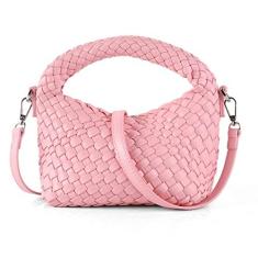 Imagem de Bolsas de tecido para mulheres, bolsa tiracolo pequena de trama para meninas, alça de ombro removível, rosa