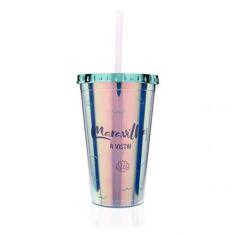 Imagem de COPO COM CANUDO BRILHO DE SEREIA