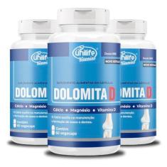 Imagem de Kit 3 Dolomita com vitamina D Unilife 60 cápsulas