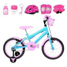 Imagem de Bicicleta Infantil Aro 16 Alumínio Azul Claro E Rosa