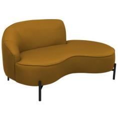 Imagem de Sofá Curvo 03 Lugares 180cm Braço Direito Thommy Pés Preto Fosco Linho