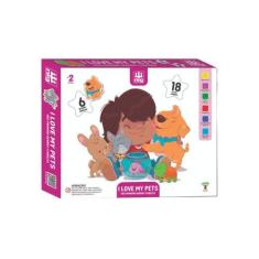 Imagem de Quebra-Cabeça Infantil I Love My Pets 30 Peças Madeira NIG - 0439