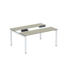 Imagem de Mesa Plataforma Dupla com Pé de Aço para Coworking 160x120 Pdc16/12/2p Nogueira Casablanca/Branco