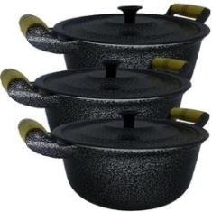 Imagem de Jogo 3 Panelas Alumínio Batido Craqueada - 32 -34 -36