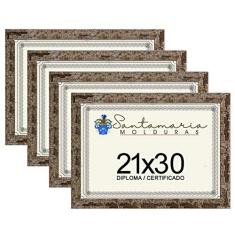 Imagem de Kit 4 Molduras Porta Diploma Certificado A4 21x30 Marrom