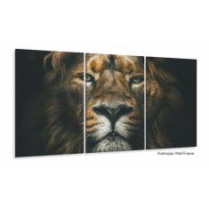Imagem de Quadro Leão Selvagem Mosaico Para Sala Quarto 3 Peças