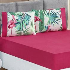 Imagem de Jogo De Cama Micropercal 200 Fios Naturale Solteiro 02 Peças Flamingo