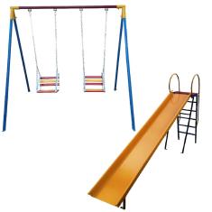 Imagem de Kit Playground 1 Escorregador e 1 Balanço Com 2 Lugares - cód. 1507