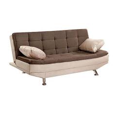 Imagem de Sofá Cama Valencia 3 Lugares Reclinável Veludo Bege Marfim e Marrom Chocolate - Speciale Home