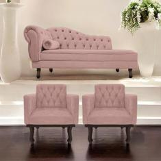 Imagem de Kit Diva Recamier Diana 130cm Lado Direito E 02 Poltronas Classic Linh