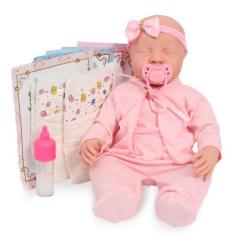 Imagem de Boneca Reborn Menina Linda Olhos Fechados Com Kit Itens - Cegonha Rebo
