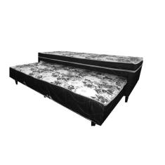 Imagem de Cama Box Solteiro Conjugada Ortopédica Metalasse C/ Cama Auxiliar Tampo Branco 88 x 188