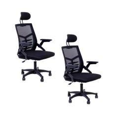 Imagem de Kit 2 Cadeiras de Escritório Diretor Relax Ergonômica Preto