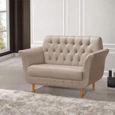 Imagem de Namoradeira Pés Palito Em Madeira Playa 2 Lugares Linho Bege