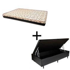 Imagem de Cama Box Baú Solteiro 88 Tecido Sintético Preto Com Colchão Praia Bello Box - D28 Amarelo 58x88x188