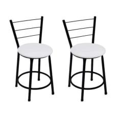 Imagem de Kit 2 Banquetas Baixa Preta Com Assento Branco Fortmix