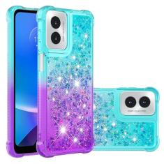 Imagem de GYHOYA Compatível com Motorola Moto G Play 2024 Capa protetora fina de silicone para Moto G Play 4G 2024 com glitter líquido resistente à prova de choque