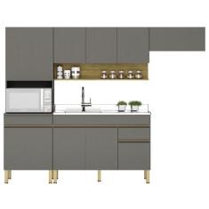 Imagem de Armário De Cozinha 5 Peças Balcão Com Pia 150cm Lina20 K02 Gris/freijó