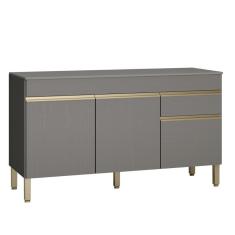 Imagem de Balcão Gabinete De Pia 150 Cm 3 Portas Com Tampo Kits Paraná Cinza Gris Cinza-gris