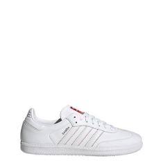 Imagem de adidas Originals Tênis de futebol masculino Samba, Nuvem branco/núcleo preto/dourado metálico, 42