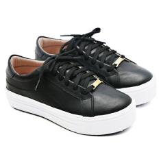 Imagem de Tênis Sapatênis Casual Feminino em Couro - POLO URBAN, Preto, 38