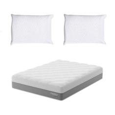 Imagem de Colchão Viúva Sublime Mola Ensacada e Espuma Viscoelástica (32x128x188) Cinza e Branco com 2 Travesseiros Guldi Soft Nasa Branco