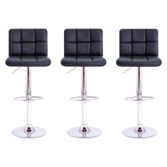 Imagem de Kit 3 Banquetas Giratórias Gomos Preta Preto