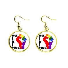 Imagem de Power Differentiation Brinco feminino com pingente de orelha de arco-íris e igualdade