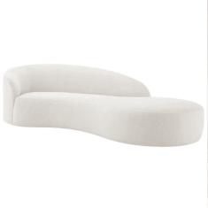 Imagem de Divã Recamier Orgânico França 140cm Lado Direito Bouclé Adj Decor Branco